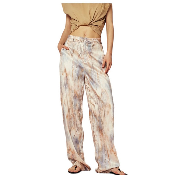 Micas Women's 2XL Marble Print High Waisted Full-Length Straight Leg Pants - Picture 2 of 9